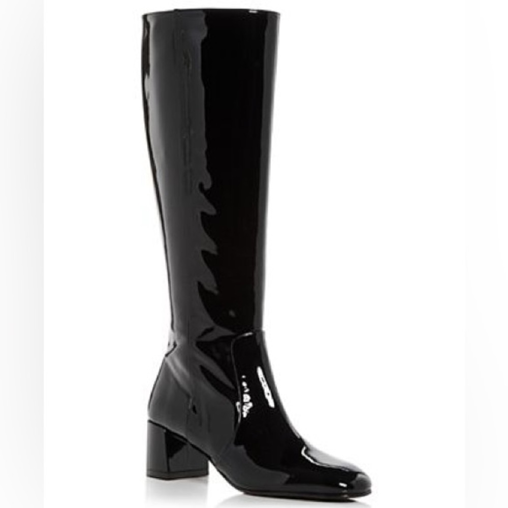 La CANADIENNE Glossy Waterproof Patent Leather Knee Tall Black 3” Heeled Boots